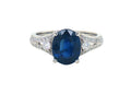 2.78 Carat Oval Blue Sapphire Diamond Engagement Style Ring