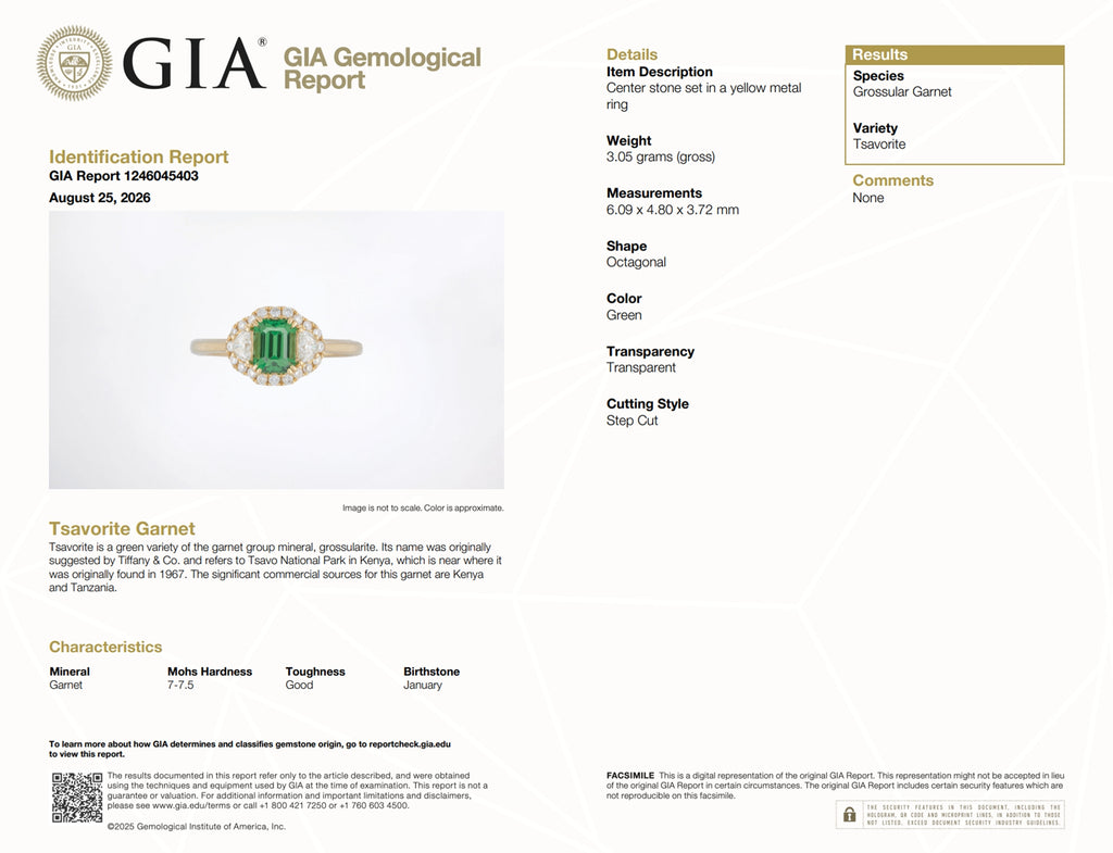 GIA Certified Tsavorite Garnet and Diamond Halo Ring in 18K Yellow Gold