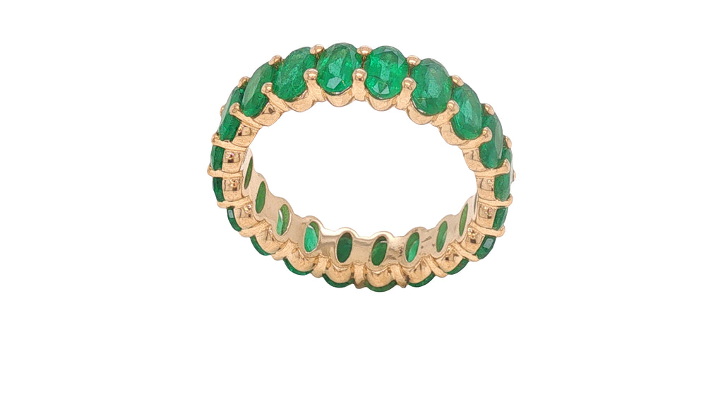 3.36 Carat Oval Emerald Eternity Ring in 14K Gold