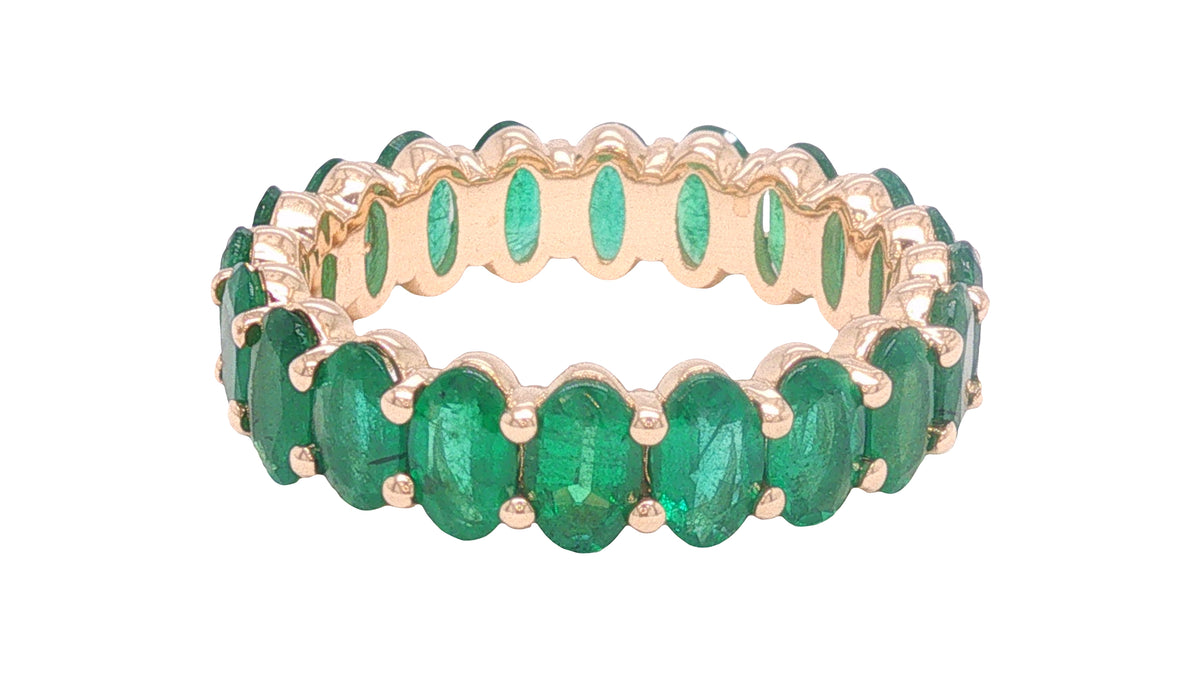 3.36 Carat Oval Emerald Eternity Ring in 14K Gold