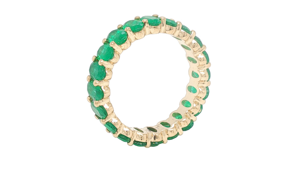 3.36 Carat Oval Emerald Eternity Ring in 14K Gold