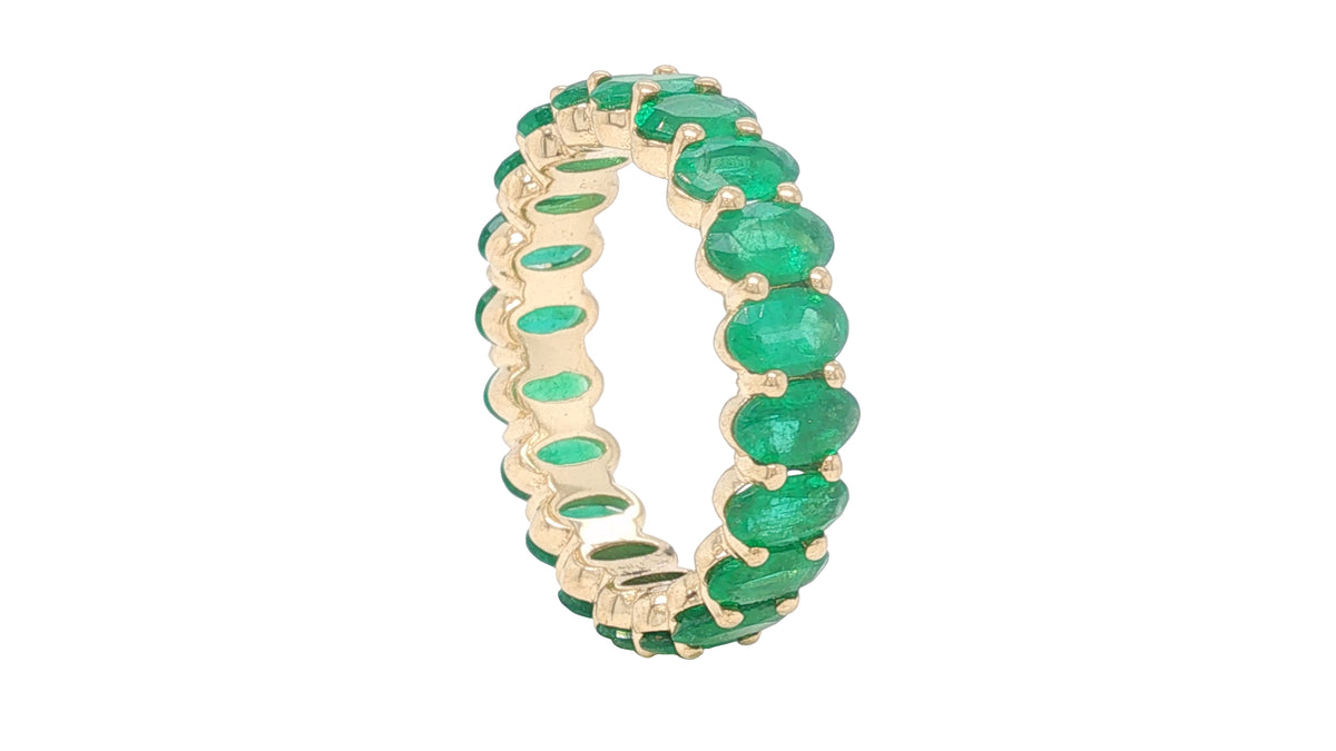 3.36 Carat Oval Emerald Eternity Ring in 14K Gold