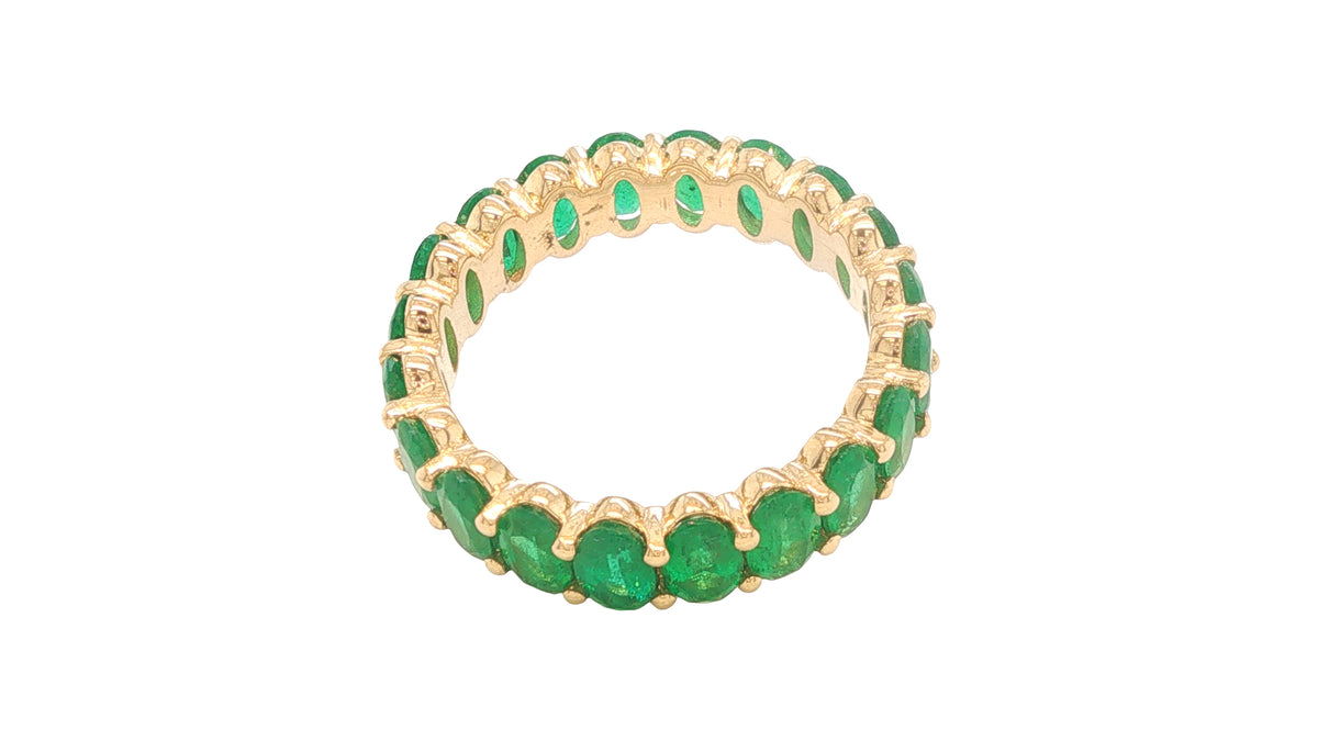 3.36 Carat Oval Emerald Eternity Ring in 14K Gold