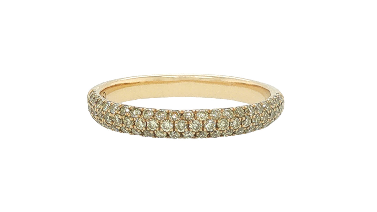 18K Yellow Gold Pavé Diamond Band Ring, 0.46 Carat Total Diamond Weight