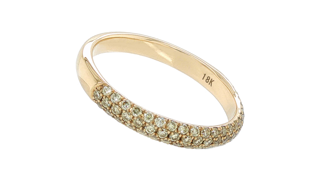 18K Yellow Gold Pavé Diamond Band Ring, 0.46 Carat Total Diamond Weight