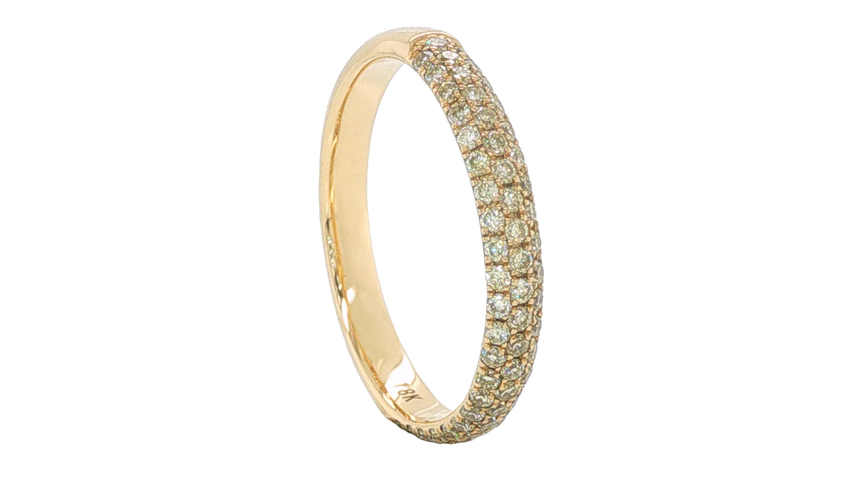 18K Yellow Gold Pavé Diamond Band Ring, 0.46 Carat Total Diamond Weight