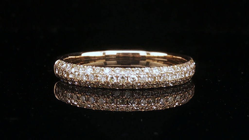 18K Yellow Gold Pavé Diamond Band Ring, 0.46 Carat Total Diamond Weight