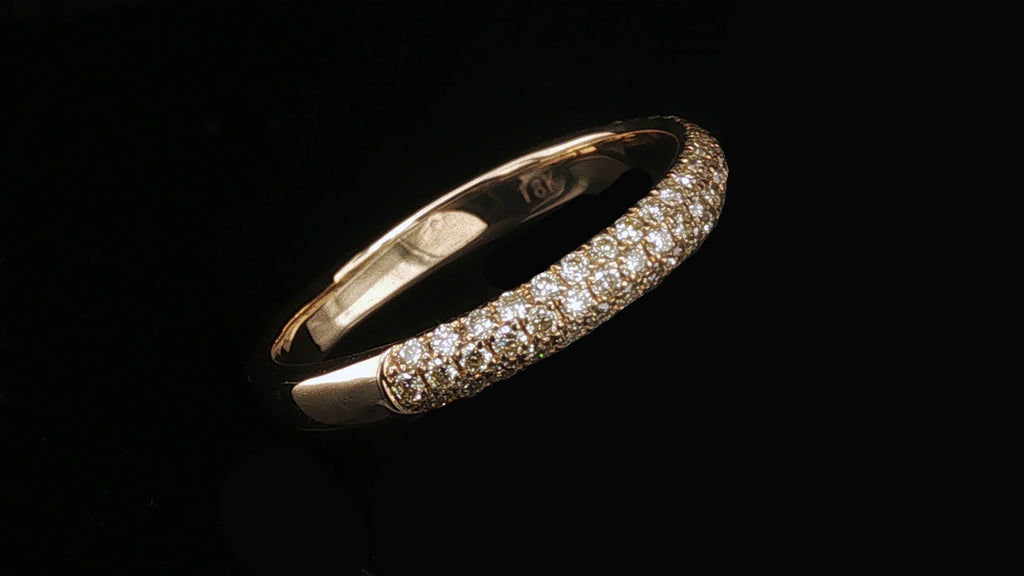 18K Yellow Gold Pavé Diamond Band Ring, 0.46 Carat Total Diamond Weight