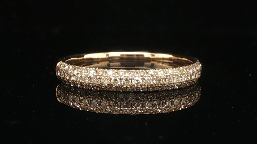 18K Yellow Gold Pavé Diamond Band Ring, 0.46 Carat Total Diamond Weight
