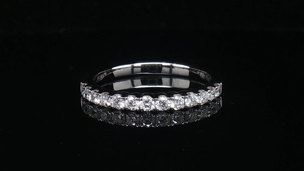 18K White Gold Diamond Wedding Band, 0.44 Carat Round Brilliant Diamonds