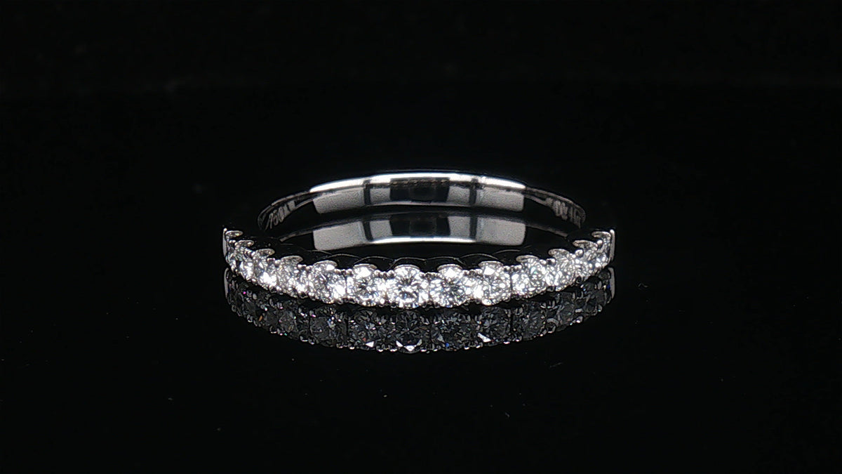 18K White Gold Diamond Wedding Band, 0.44 Carat Round Brilliant Diamonds