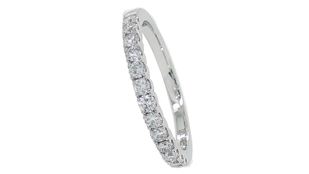 18K White Gold Diamond Wedding Band, 0.44 Carat Round Brilliant Diamonds