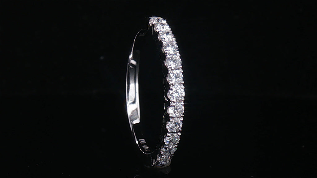 18K White Gold Diamond Wedding Band, 0.44 Carat Round Brilliant Diamonds