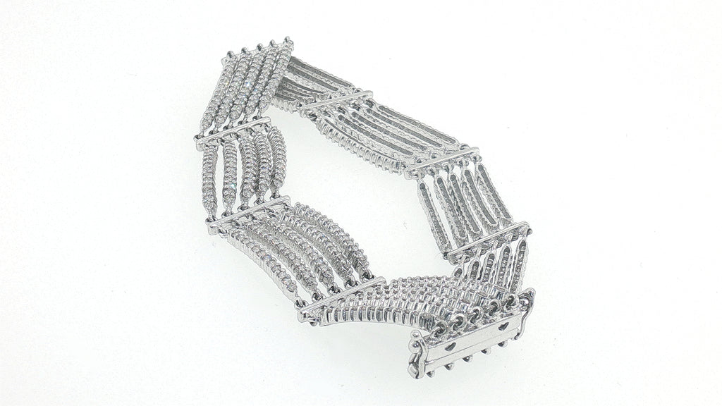 4.01 Carat Diamond Multi-Row Line Bracelet in 14K White Gold