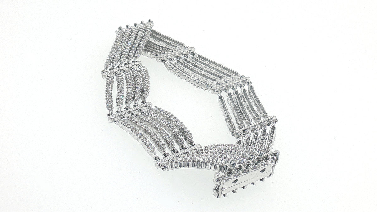 4.01 Carat Diamond Multi-Row Line Bracelet in 14K White Gold