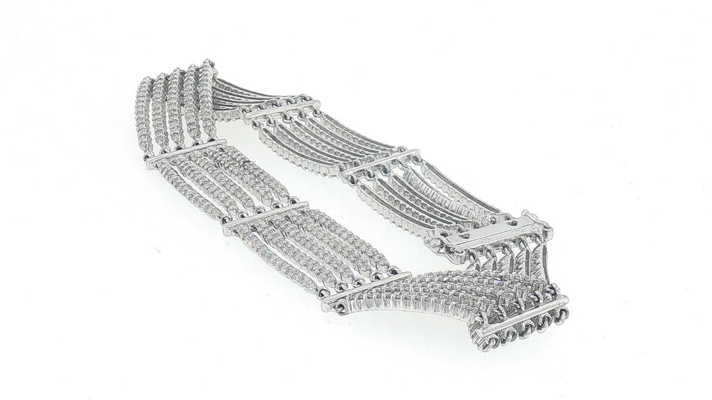 4.01 Carat Diamond Multi-Row Line Bracelet in 14K White Gold