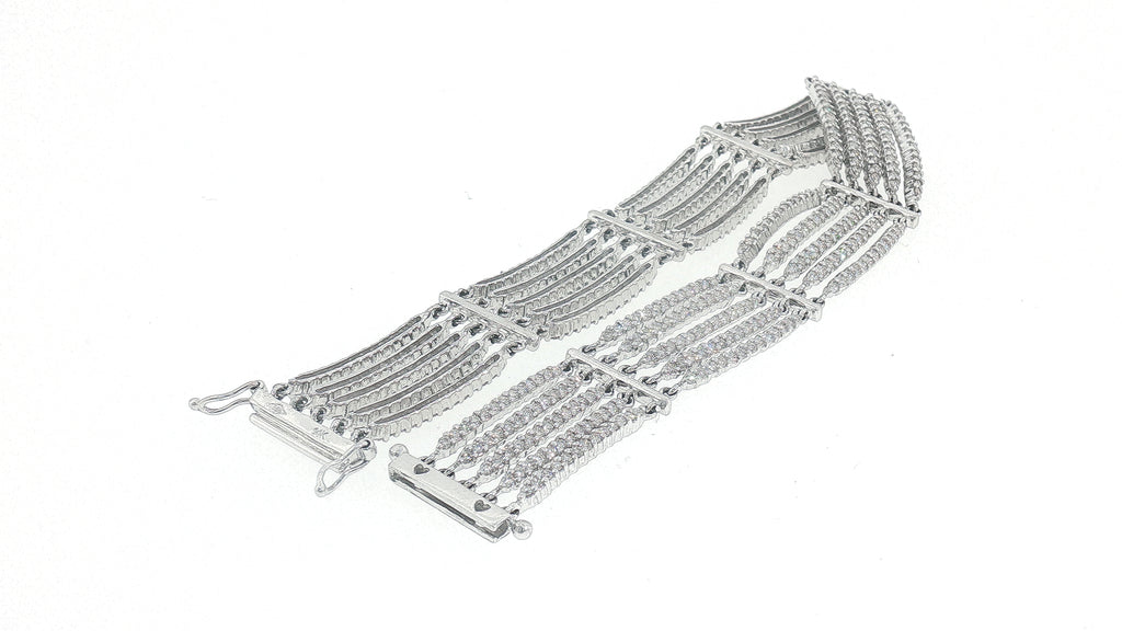 4.01 Carat Diamond Multi-Row Line Bracelet in 14K White Gold