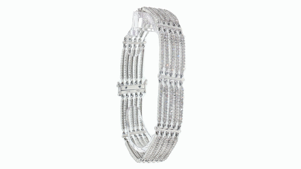 4.01 Carat Diamond Multi-Row Line Bracelet in 14K White Gold