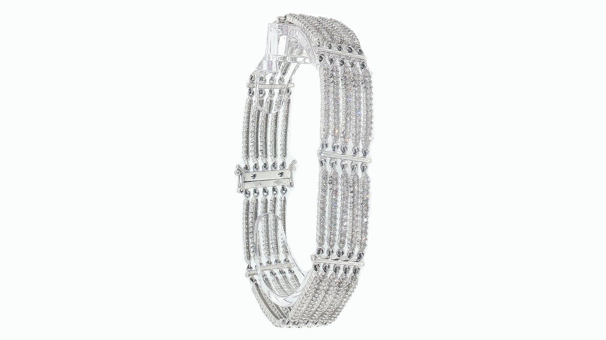 4.01 Carat Diamond Multi-Row Line Bracelet in 14K White Gold