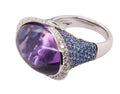 Cocktail Ring - 27.33 Carat Cabochon Amethyst Sapphire in 18K White Gold