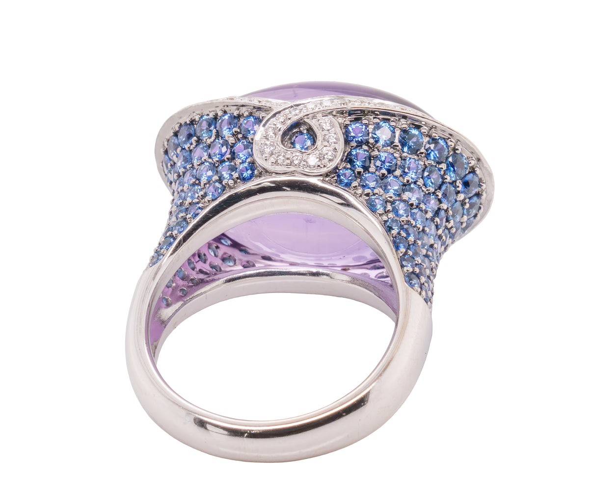 Cocktail Ring - 27.33 Carat Cabochon Amethyst Sapphire in 18K White Gold