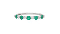 18K White Gold Emerald and Diamond Shared-Prong Stackable Band Ring