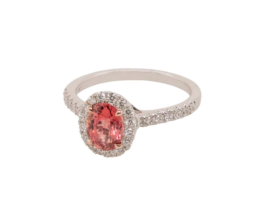 GIA Certified 1.32 Carat Unheated Madagascar Orange Sapphire Diamond Ring