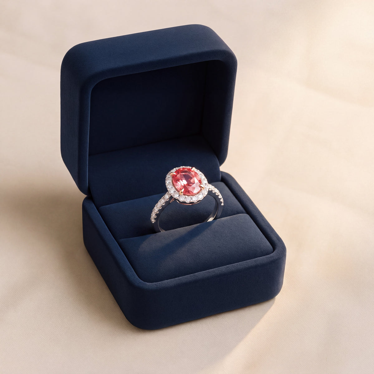 GIA Certified 1.32 Carat Unheated Madagascar Orange Sapphire Diamond Ring