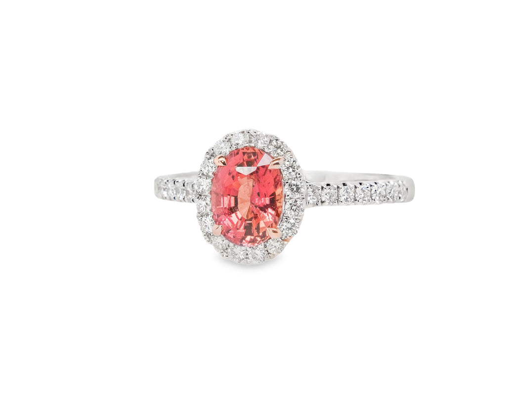GIA Certified 1.32 Carat Unheated Madagascar Orange Sapphire Diamond Ring