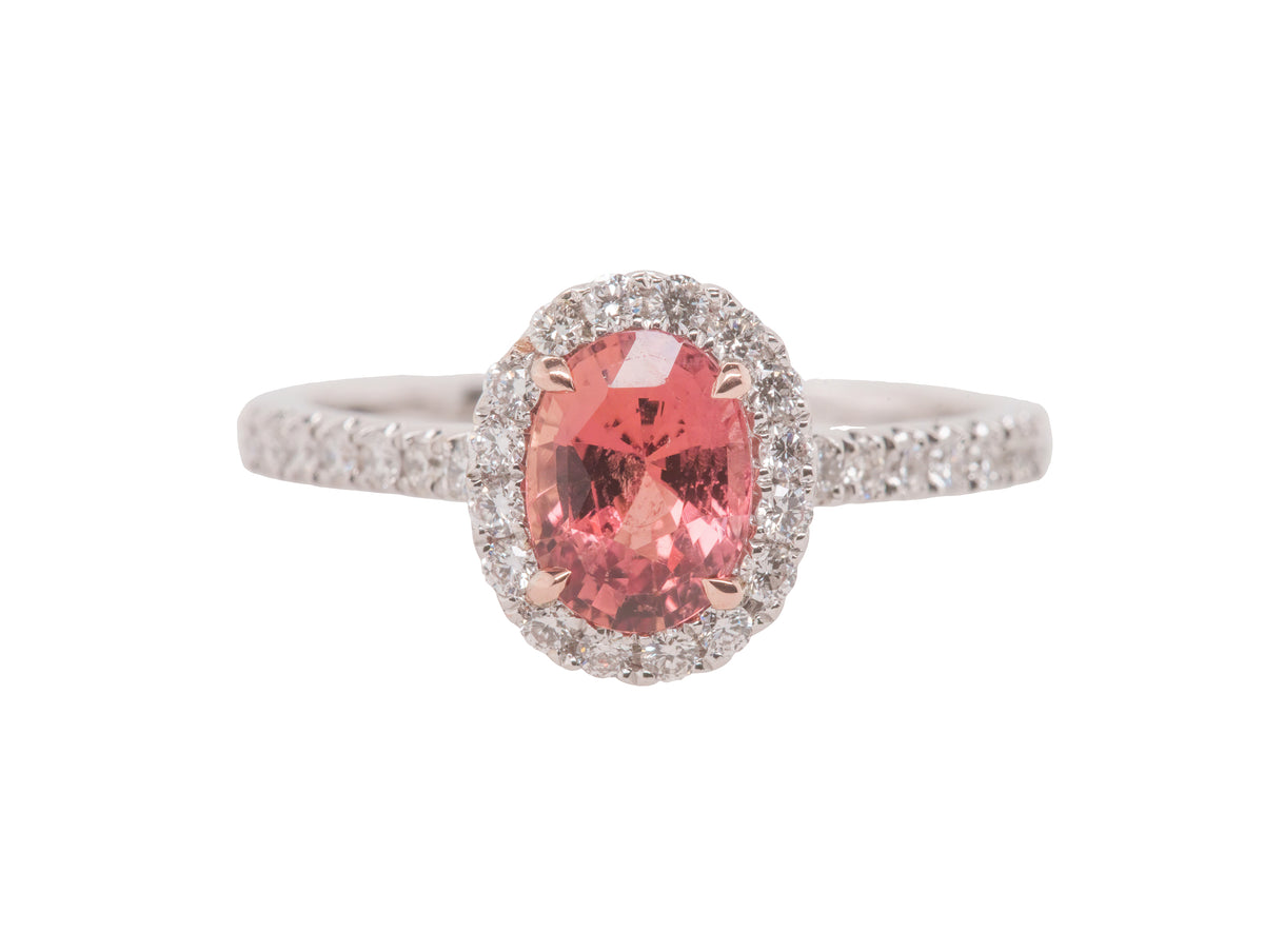 GIA Certified 1.32 Carat Unheated Madagascar Orange Sapphire Diamond Ring