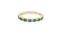 18K Yellow Gold Round Emerald Stackable Ring with Milgrain Bezels