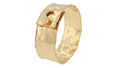 Handcrafted 14K Yellow Gold Wide Cuff Bangle Bracelet with Rolled Edges, 32.2 Grams