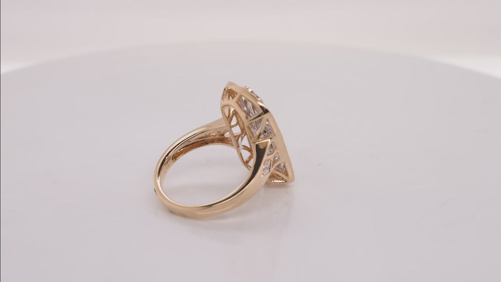 Art Deco–Inspired Diamond Openwork Ring in 18K Yellow and White Gold