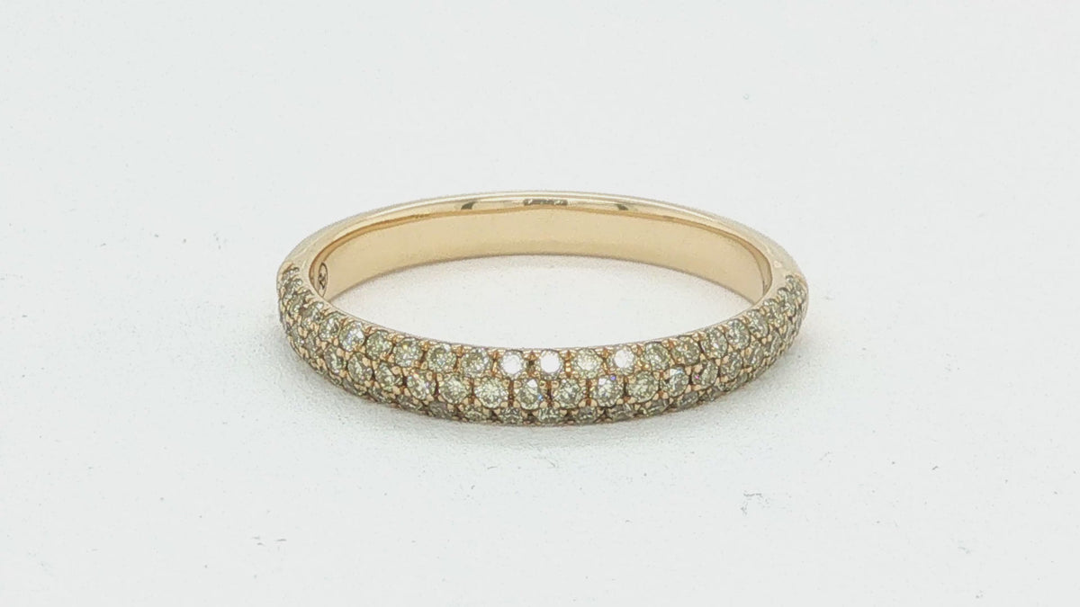 18K Yellow Gold Pavé Diamond Band Ring, 0.46 Carat Total Diamond Weight