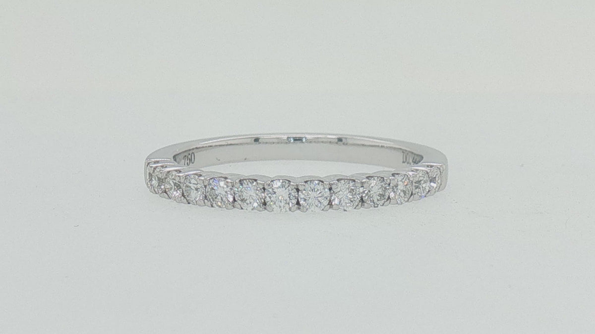 18K White Gold Diamond Wedding Band, 0.44 Carat Round Brilliant Diamonds