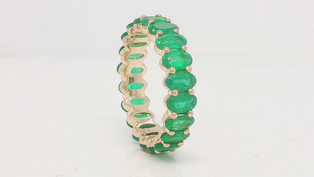 3.36 Carat Oval Emerald Eternity Ring in 14K Gold